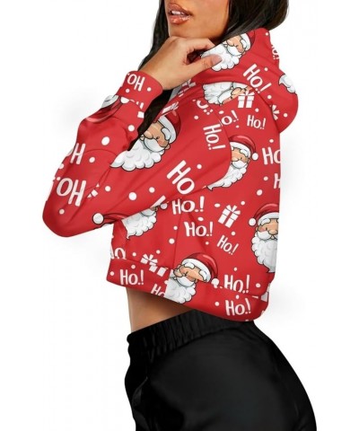 JEOCODY Women Cropped Zip Up Hoodie Zipper Crop Sweatshirt Jacket Sweater Size S-5XL Christmas Santa Claus Printed $15.41 Hoo...