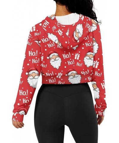 JEOCODY Women Cropped Zip Up Hoodie Zipper Crop Sweatshirt Jacket Sweater Size S-5XL Christmas Santa Claus Printed $15.41 Hoo...