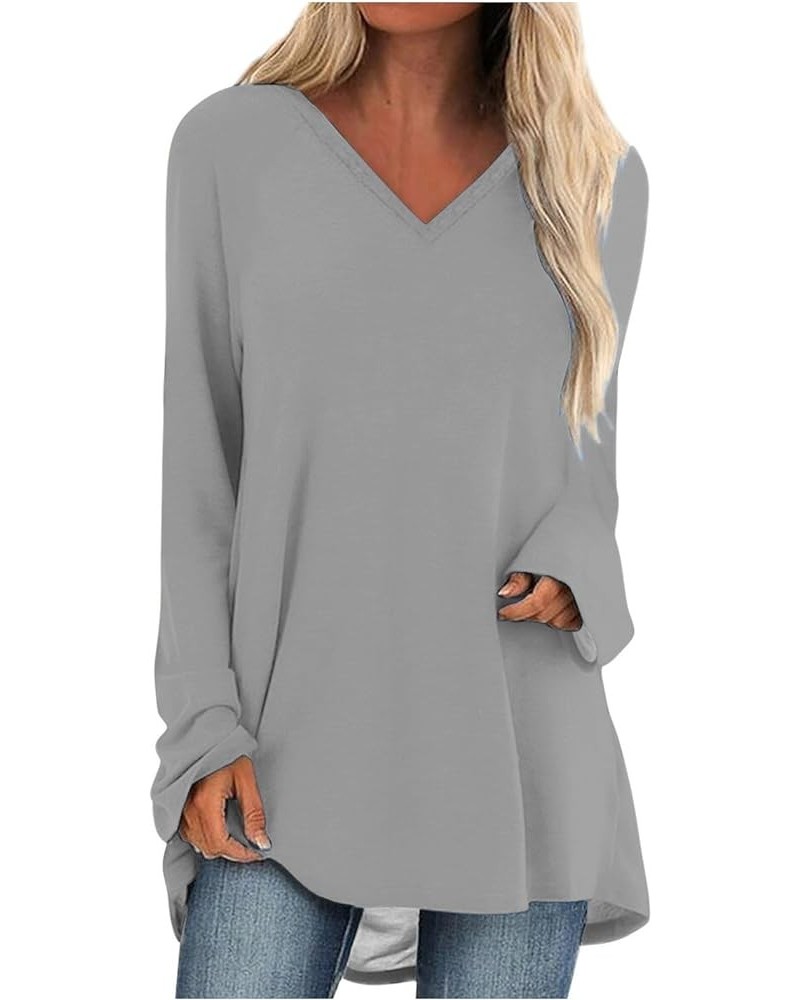 Women Fall Long Sleeve Shirts Heart Print Tee Shirt Loose Ruffle Hem Shirt Lightweight Long Sleeve Tunic Tops 15 Gray $11.07 ...