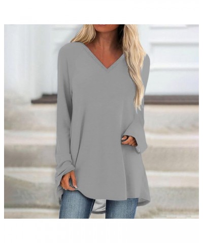 Women Fall Long Sleeve Shirts Heart Print Tee Shirt Loose Ruffle Hem Shirt Lightweight Long Sleeve Tunic Tops 15 Gray $11.07 ...