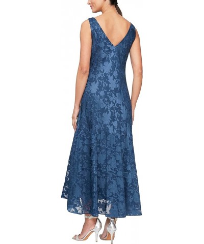 Women's Sleeveless Tea Length Cowl Neck Floral Print Dress with Shawl Wedgewood $70.16 Dresses