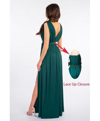 Spaghetti Strap Bridesmaid Dresses for Women 2023 Long Chiffon A Line V Neck Side Slit Prom Evening Gown for Wedding Coral $3...