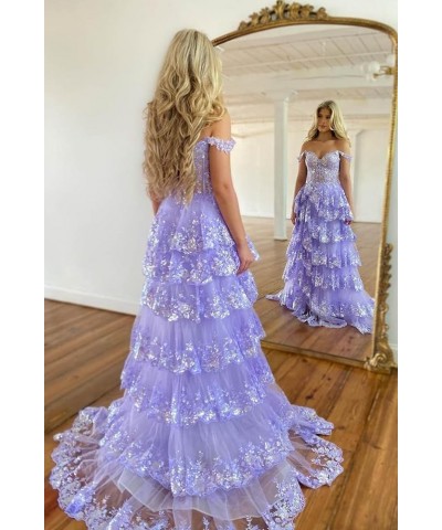 Sweetheart Prom Dress Long with Slit Off Shoulder Lace Applique Evening Dress for Teens NO114 Ocean Blue $36.55 Dresses