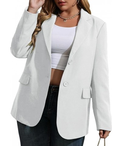 Womens Plus Size Casual Blazer Jackets Long Sleeve Open Front Buttons Work Office Lapel Blazers with Pockets 00-white $25.42 ...