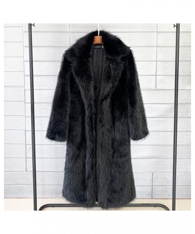 Faux Fur Overcoats for Womens Open Front Long-Sleeve Trench Coats Cardigan Fluffy Fleece Thick Casual Luxury Outerwear A0-bla...