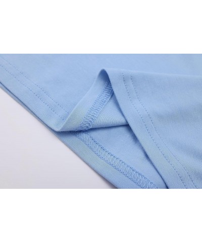 Women's Long Sleeve T-Shirt Comfy Thumb Hole Shirts Basic Stretch Layer Light Denim Blue $12.34 T-Shirts