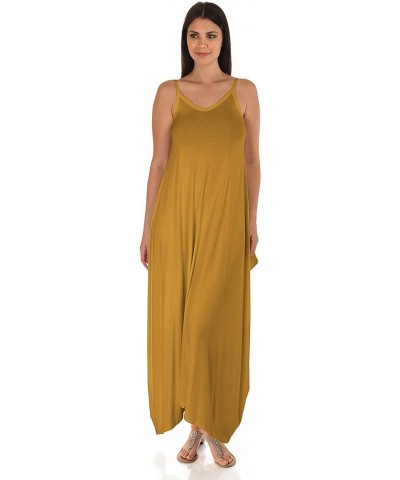 DFF Shop Women's Casual Loose Long Speghetti Strap Maxi Dresses (Size: S - 5X) Mustard $16.10 Dresses