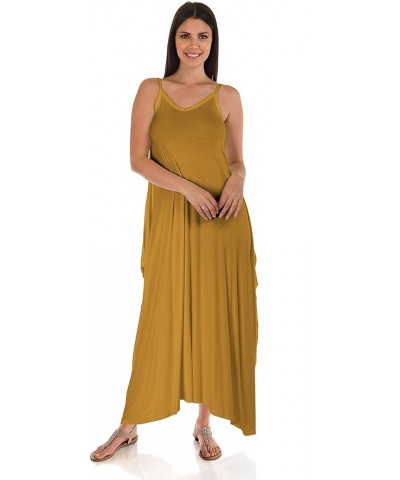 DFF Shop Women's Casual Loose Long Speghetti Strap Maxi Dresses (Size: S - 5X) Mustard $16.10 Dresses