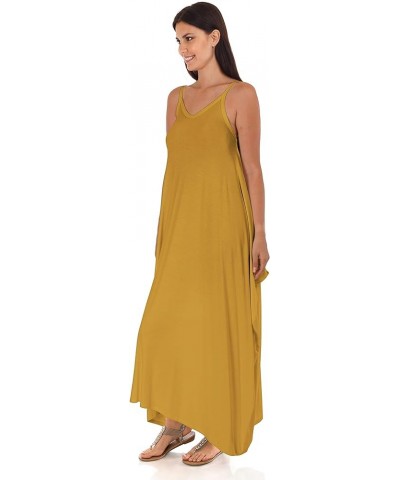 DFF Shop Women's Casual Loose Long Speghetti Strap Maxi Dresses (Size: S - 5X) Mustard $16.10 Dresses