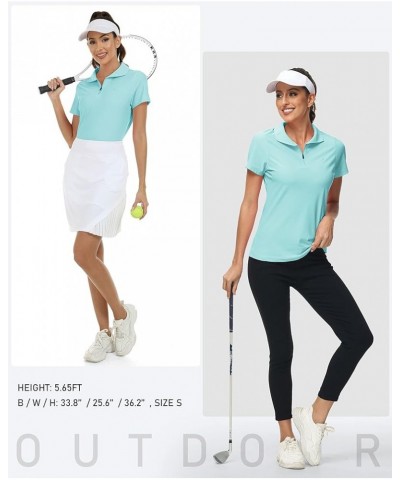 Women's UPF 50+ Short Sleeve Golf Tennis Polo Shirt Zip Up Cooling Bowling Shirt Quick Dry Workout Active T-Shirt Light Blue ...