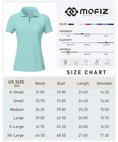 Women's UPF 50+ Short Sleeve Golf Tennis Polo Shirt Zip Up Cooling Bowling Shirt Quick Dry Workout Active T-Shirt Light Blue ...