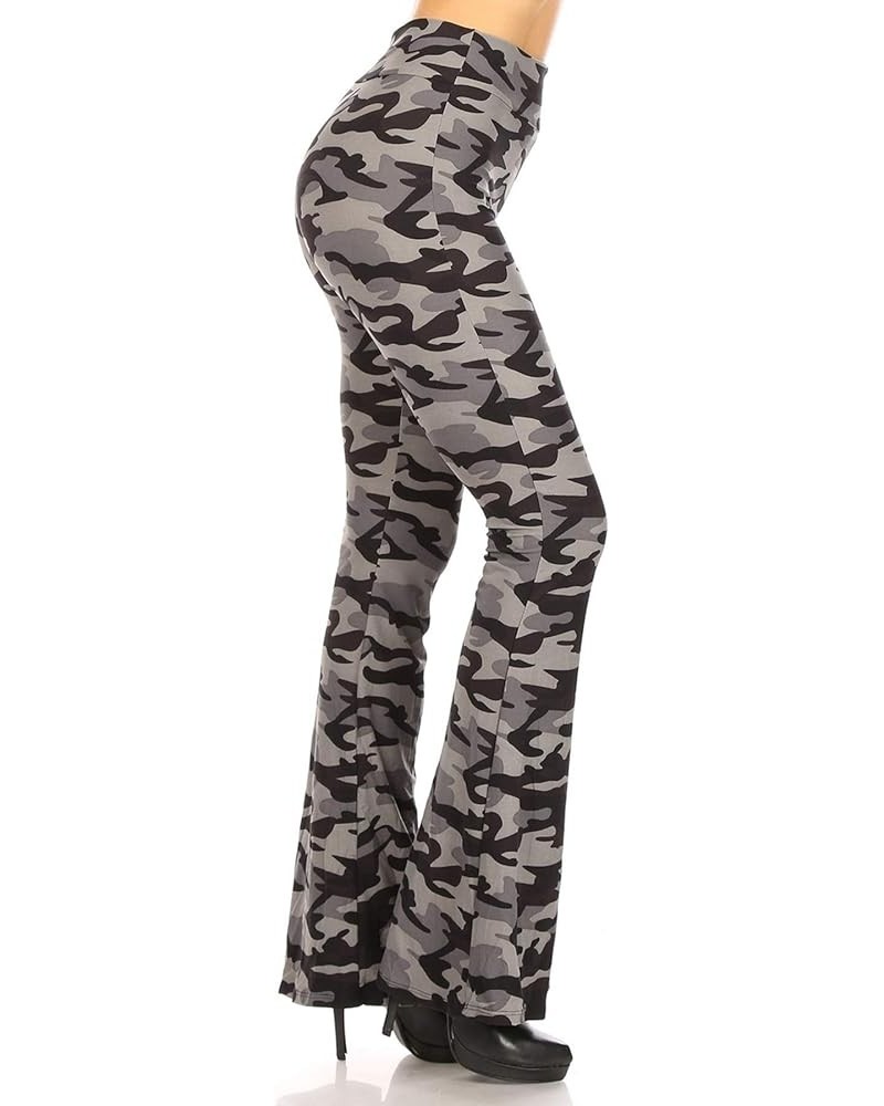 Women's Ultra Soft Popular Printed Stylish Palazzo Pants BAT3 Army Grey Camo $10.54 Leggings