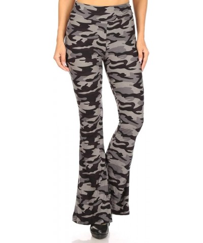 Women's Ultra Soft Popular Printed Stylish Palazzo Pants BAT3 Army Grey Camo $10.54 Leggings