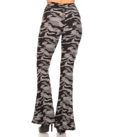 Women's Ultra Soft Popular Printed Stylish Palazzo Pants BAT3 Army Grey Camo $10.54 Leggings