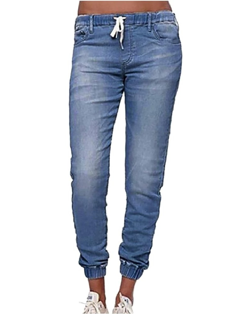 Womans Jeans, Womens Casual Jeans Distressed Pocket Blue Jeans Straight Wide Leg Denim Pants Cc1-light Blue $11.95 Jeans