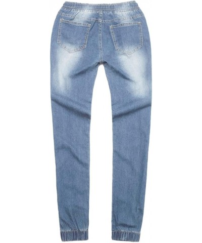 Womans Jeans, Womens Casual Jeans Distressed Pocket Blue Jeans Straight Wide Leg Denim Pants Cc1-light Blue $11.95 Jeans