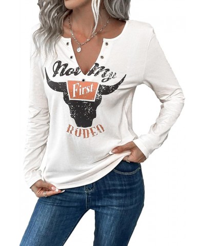 Women's Western Shirts Country Concert Tops Cowgirl Outfit Not My First Rodeo Graphic Tees L-white $14.88 Tops