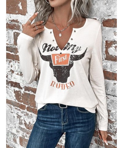 Women's Western Shirts Country Concert Tops Cowgirl Outfit Not My First Rodeo Graphic Tees L-white $14.88 Tops