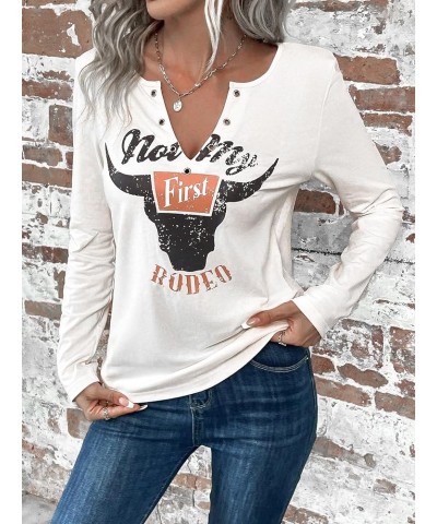 Women's Western Shirts Country Concert Tops Cowgirl Outfit Not My First Rodeo Graphic Tees L-white $14.88 Tops