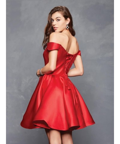 Women's Short Homecoming Dresses for Teens with Pockets Off Shoulder Satin Cocktail Party Gowns CY003 Sky Blue $31.00 Dresses