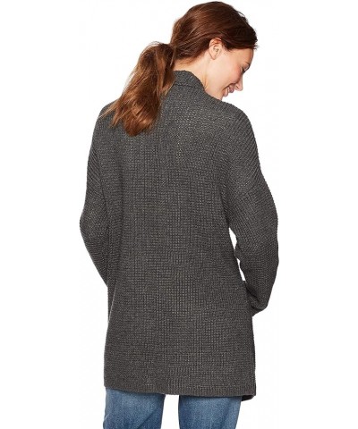 Women's Open Front Waffle Stitch Knit Cardigan - Long Sleeve Casual Sweater Coat with Pockets Charcoal $15.40 Sweaters