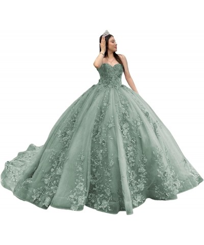 Strapless Quinceanera Dresses Ball Gown Puffy Sweet 16 Dresses for Teens Sweetheart Pegeant Gowns for Women CXL087 Dark Sage ...