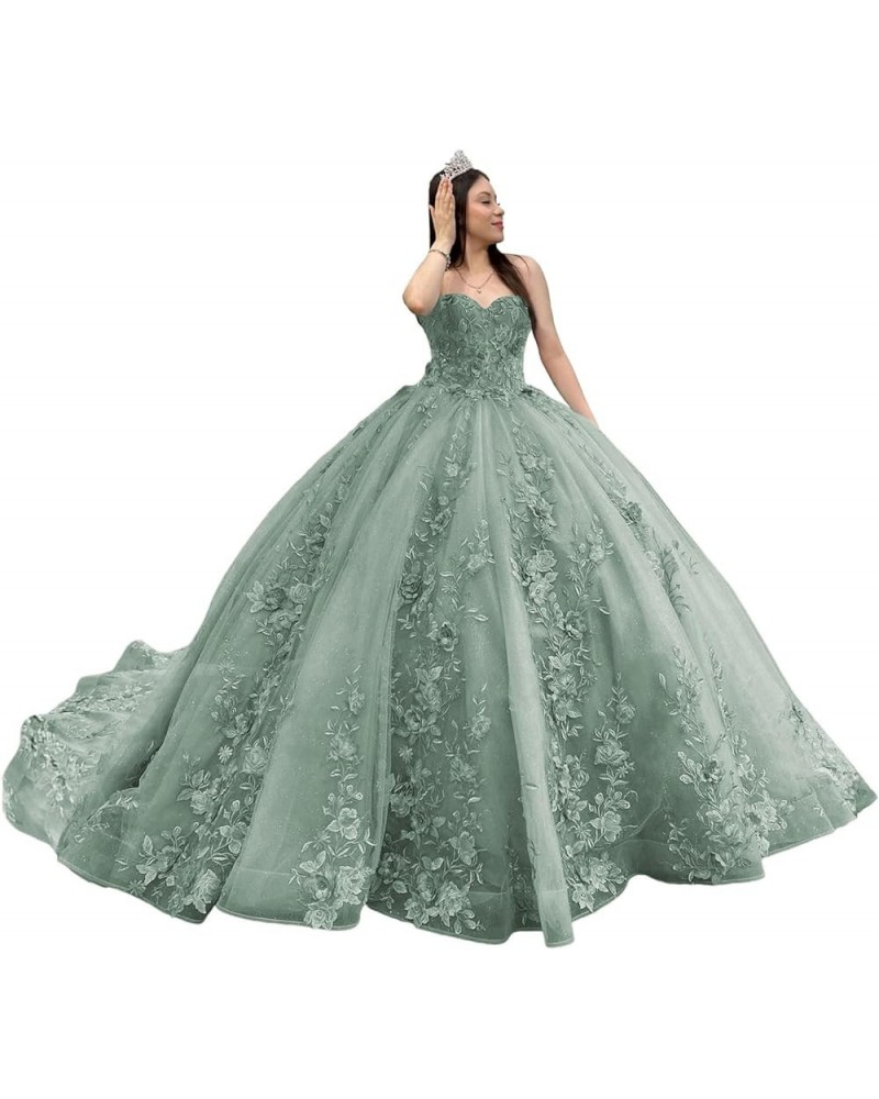 Strapless Quinceanera Dresses Ball Gown Puffy Sweet 16 Dresses for Teens Sweetheart Pegeant Gowns for Women CXL087 Dark Sage ...