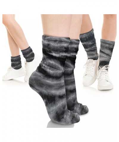 6PK, 3PK Slouch Socks For Women | Pink, Beige, Navy, White, Black Scrunch Crew Socks | 80s 90s Socks 3pk- Black Tiedye $9.51 ...