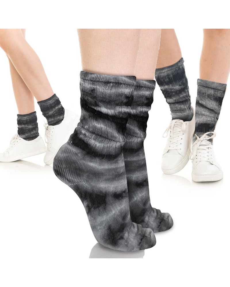 6PK, 3PK Slouch Socks For Women | Pink, Beige, Navy, White, Black Scrunch Crew Socks | 80s 90s Socks 3pk- Black Tiedye $9.51 ...