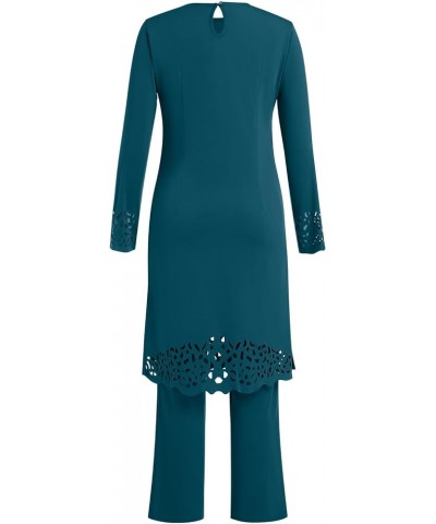 Abaya for Women Muslim Tunic Top Modest Pant Dubai Kurta Hollow Out Islamic Plus Size Prayer Attire Afghan Kurti Set Peacock ...