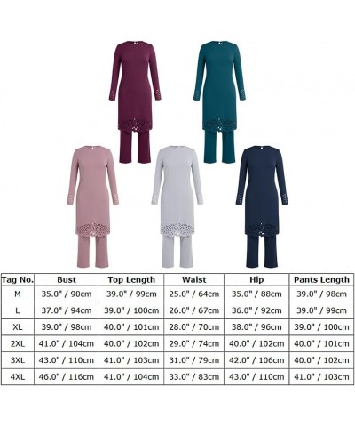 Abaya for Women Muslim Tunic Top Modest Pant Dubai Kurta Hollow Out Islamic Plus Size Prayer Attire Afghan Kurti Set Peacock ...