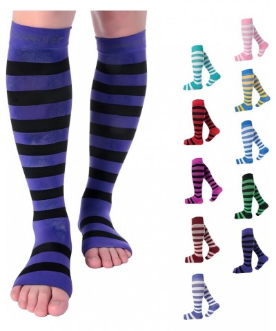 Open Toe Compression Socks for Women and Men 15-20mmHg, Shin Splints, Varicose Veins and Calf Injury Recovery Purple-Black $1...