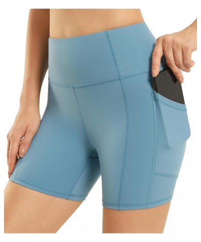 Women's High Waist Workout Yoga Shorts with Pockets, Non See-Through Stretch Tummy Control Athletic Shorts Sea Blue $14.39 Ac...