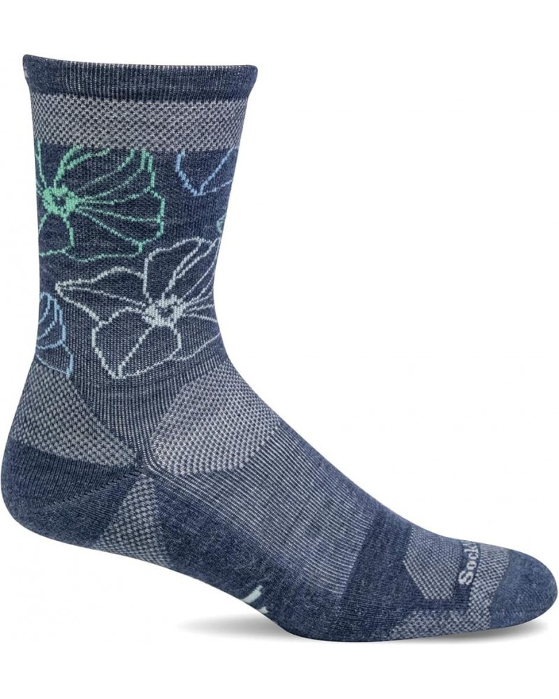 Women's Petal Power Crew Moderate Compression Sock Denim $16.79 Activewear