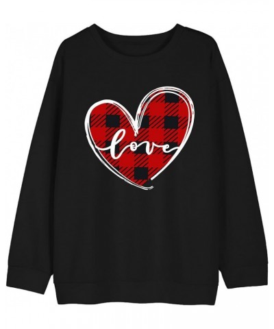 Valentines Day Sweatshirt Women Love Heart Shirts Valentine Pullover Long Sleeve Tops Black2-heart $11.46 Hoodies & Sweatshirts