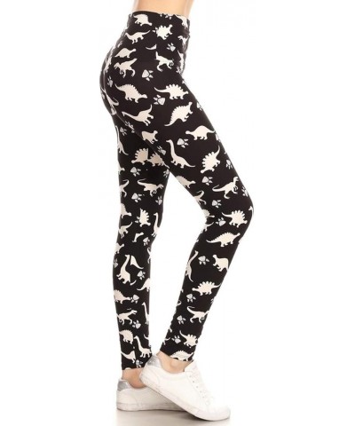 High Waisted Checkered & Animal Print Leggings for Women - Regular, Plus, 1X3X, 3X5X 5" Yoga Dinosaur World $6.83 Leggings