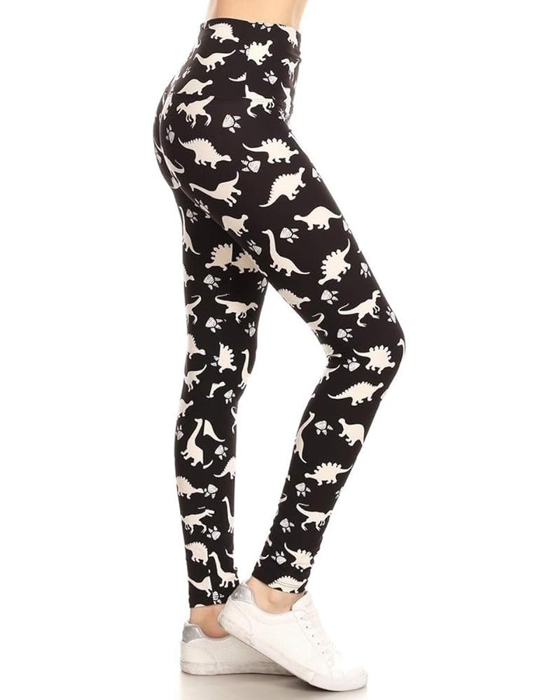 High Waisted Checkered & Animal Print Leggings for Women - Regular, Plus, 1X3X, 3X5X 5" Yoga Dinosaur World $6.83 Leggings