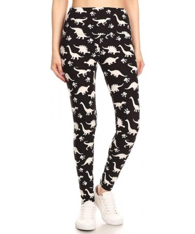 High Waisted Checkered & Animal Print Leggings for Women - Regular, Plus, 1X3X, 3X5X 5" Yoga Dinosaur World $6.83 Leggings