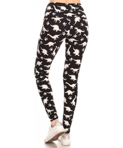 High Waisted Checkered & Animal Print Leggings for Women - Regular, Plus, 1X3X, 3X5X 5" Yoga Dinosaur World $6.83 Leggings