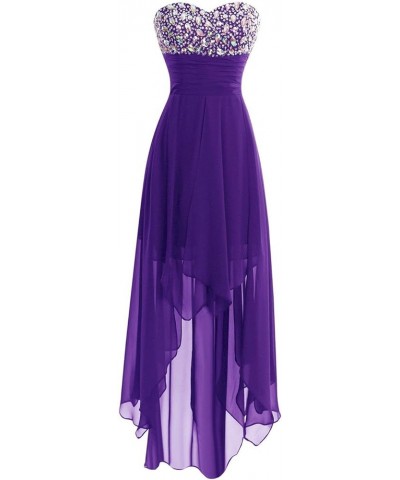 Long Bridesmaid Dresses for Wedding Guest Dresses High Low Chiffon Formal Dress Evening Gowns Purple $37.63 Dresses