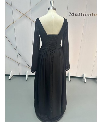 Long Sleeve Bridesmaid Dresses for Wedding A-Line Chiffon Formal Evening Gown with Slit Wisteria $24.20 Dresses