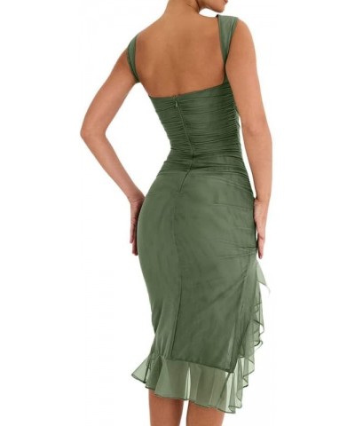 Sexy Y2K Ruffles Fairy Dress Fringe Strapless Floral Dress Asymmetrical See Through Beach Party Club Outfits F-green $9.24 Dr...