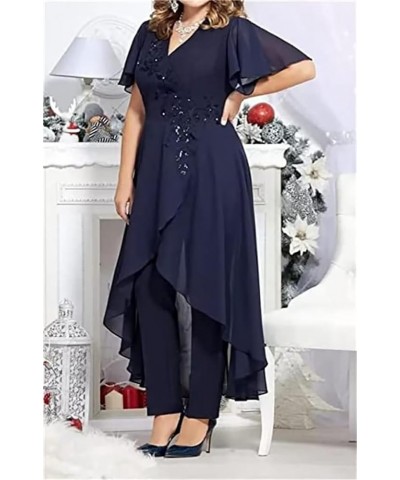 Chiffon 2 Pieces Mother of The Bride Pant Suits for Wedding Lace Mother of The Bride Dresses for Wedding Purple $27.36 Suits