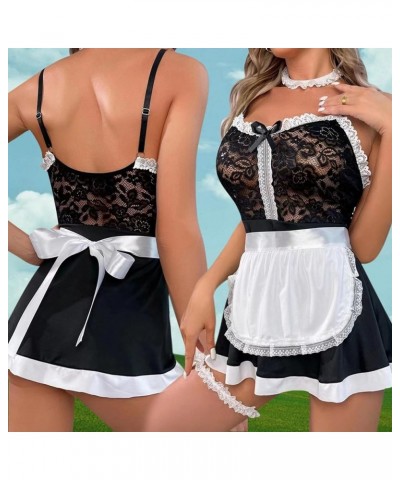 Sexy Lingerie for Women Role Play Maid Outfit Cosplay Lingerie Dress Lace Teddy Apron Lolita Cosplay Outfit set Z2311104-blac...