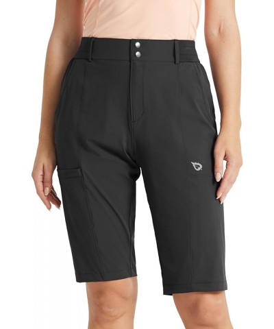 Women's Bermuda Long Shorts 13" Golf Shorts Knee Length Hiking Quick Dry High Waist Stretch Water Resistant 01-black-13inch $...