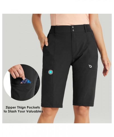 Women's Bermuda Long Shorts 13" Golf Shorts Knee Length Hiking Quick Dry High Waist Stretch Water Resistant 01-black-13inch $...