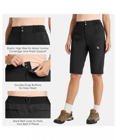 Women's Bermuda Long Shorts 13" Golf Shorts Knee Length Hiking Quick Dry High Waist Stretch Water Resistant 01-black-13inch $...