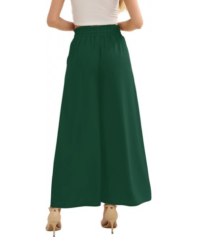 Women Wide Leg Pants Casual High Waisted Long Palazzo Pants Drawstring Flowy Trouser Dark Green $12.15 Pants