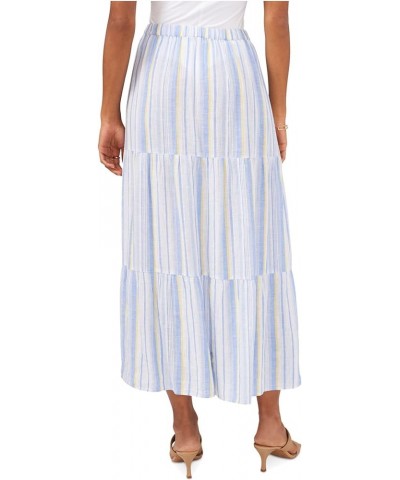 Womens Linen Blend Striped Midi Skirt Blue $14.01 Skirts