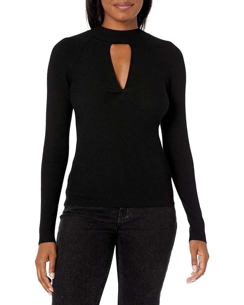 Women's Long Sleeve Twisted Cut Out Rubie Sweater Jet Black $14.61 Sweaters